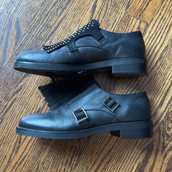 Rossi Women’s 5.5 Loafer with fringe and studs Suede Small Heel Buckle Stretch - Picture 3 of 9